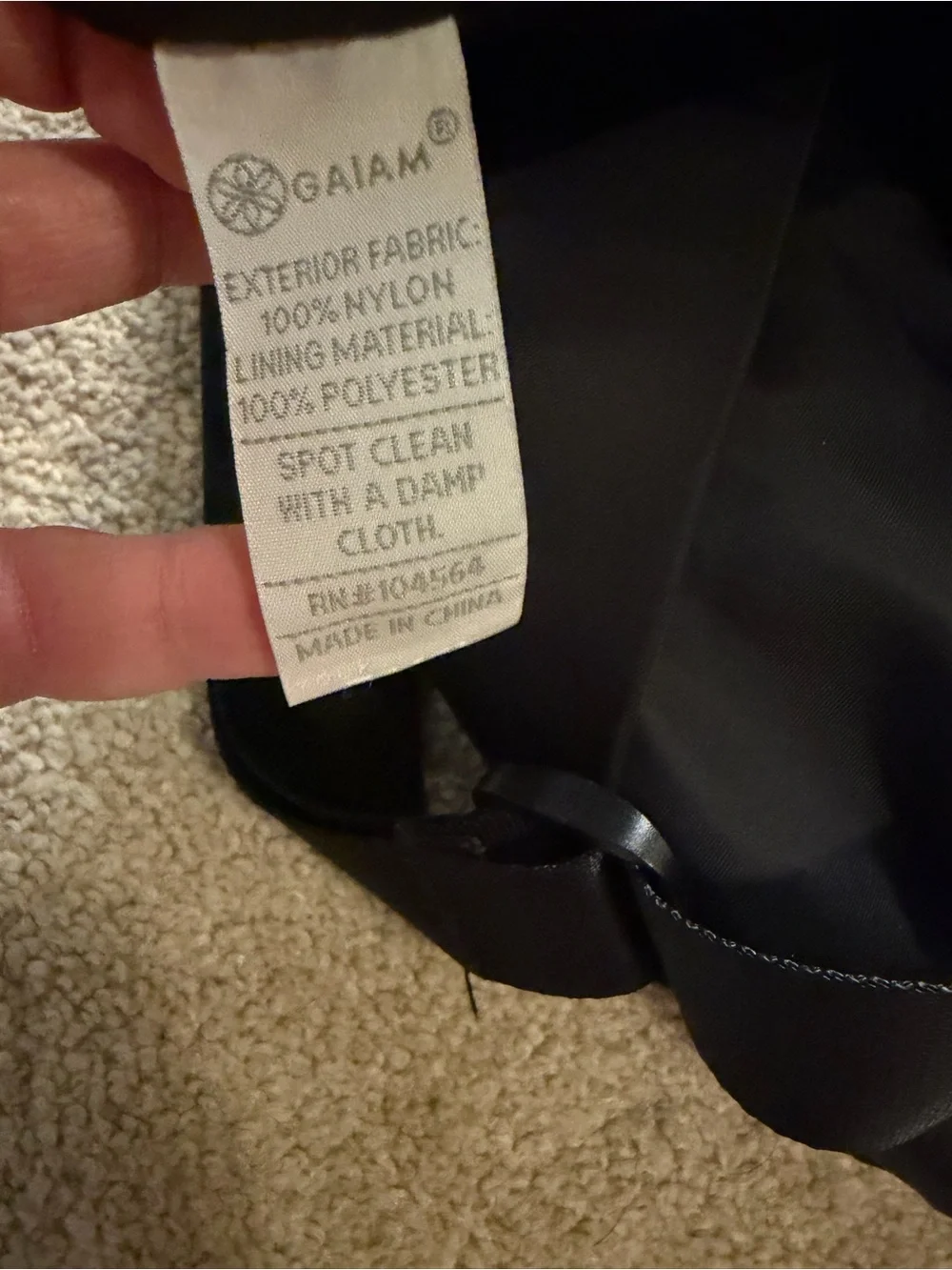 Gaiam Black Nylon Hobo Shoulder Bag